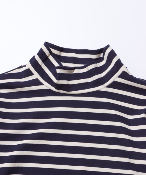 FIDELITY(フィデリティ)の「BORDER MOCKNECK / モックネックバスクボーダーシャツ(Tシャツ/カットソー・メンズ・ネイビー/オレンジ/ベージュ/オフホワイト・X-LARGE/SMALL/LARGE/MEDIUM)」の6枚目の写真