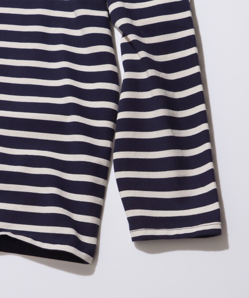 FIDELITY(フィデリティ)の「BORDER MOCKNECK / モックネックバスクボーダーシャツ(Tシャツ/カットソー・メンズ・ネイビー/オレンジ/ベージュ/オフホワイト・X-LARGE/SMALL/LARGE/MEDIUM)」の5枚目の写真