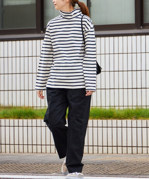 FIDELITY(フィデリティ)の「BORDER MOCKNECK / モックネックバスクボーダーシャツ(Tシャツ/カットソー・メンズ・ネイビー/オレンジ/ベージュ/オフホワイト・X-LARGE/SMALL/LARGE/MEDIUM)」の17枚目の写真