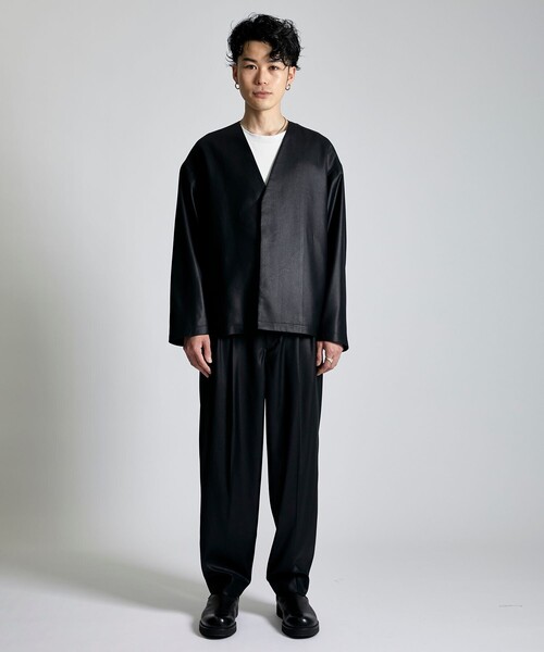 city（シティ）の「AMUNDSEN ノーカラーカーディガンジャケット（カーディガン/ボレロ・メンズ・ブラック・1/2/3）」の4枚目の写真