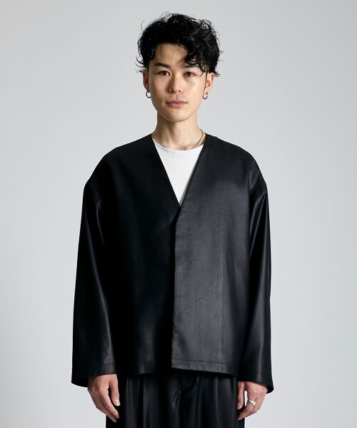 city（シティ）の「AMUNDSEN ノーカラーカーディガンジャケット（カーディガン/ボレロ・メンズ・ブラック・1/2/3）」の7枚目の写真