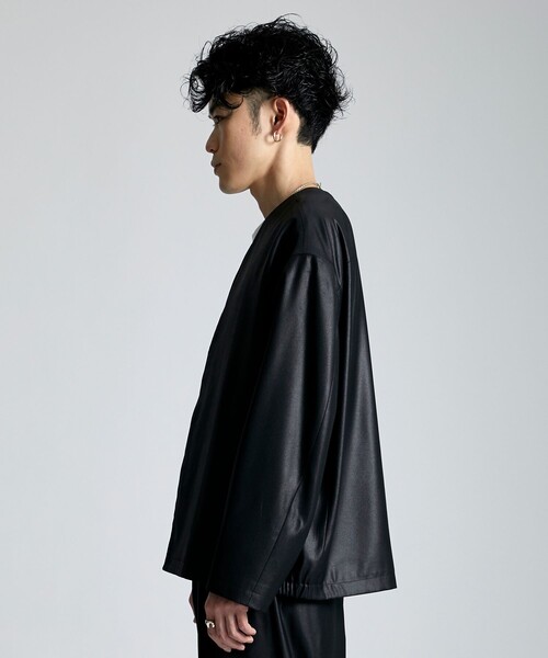 city（シティ）の「AMUNDSEN ノーカラーカーディガンジャケット（カーディガン/ボレロ・メンズ・ブラック・1/2/3）」の8枚目の写真