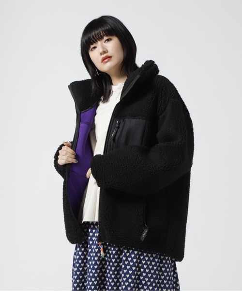 MANASTASH（マナスタッシュ）の「MANASTASH/マナスタッシュ　Ws SHERPA JACKET 　シェルパジャケット　ボア（ブルゾン・レディース・ブラック/モカ/ナチュラル/マルチ・MEDIUM）」の2枚目の写真