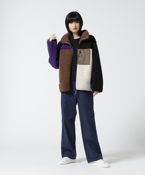 MANASTASH（マナスタッシュ）の「MANASTASH/マナスタッシュ　Ws SHERPA JACKET 　シェルパジャケット　ボア（ブルゾン・レディース・ブラック/モカ/ナチュラル/マルチ・MEDIUM）」の6枚目の写真