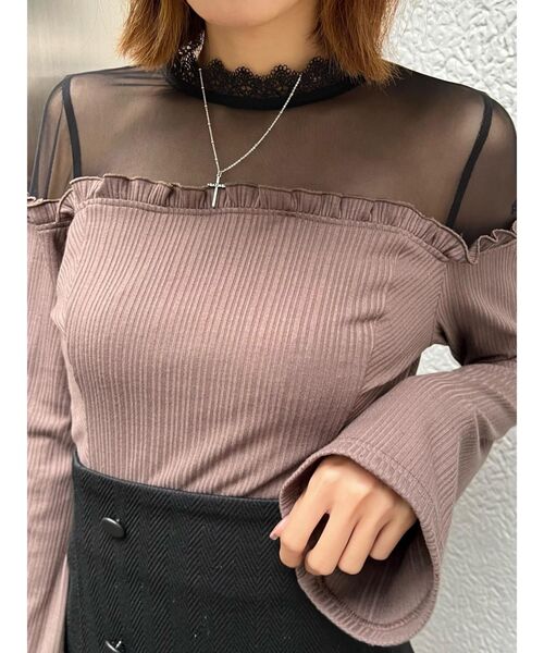 安いそれに目立つ EATME（イートミー）の「メッシュコンビリブTOP（Tシャツ トップス