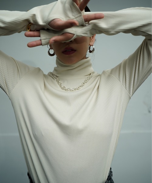 CIEL'AIR（シエルエアー）の「[ CIEL’AIR ] High neck pullover（Tシャツ/カットソー・レディース・ブラック/アイボリー・FREE）」の10枚目の写真