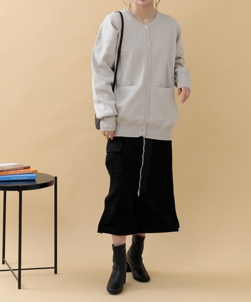 Paradise Picnic（パラダイスピクニック）の「CYAN バックラインオーバーニットカーディガン（カーディガン/ボレロ・レディース・イエロー/ベージュ/ブラック・FREE）」の4枚目の写真