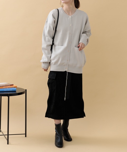 Paradise Picnic（パラダイスピクニック）の「CYAN バックラインオーバーニットカーディガン（カーディガン/ボレロ・レディース・イエロー/ベージュ/ブラック・FREE）」の5枚目の写真