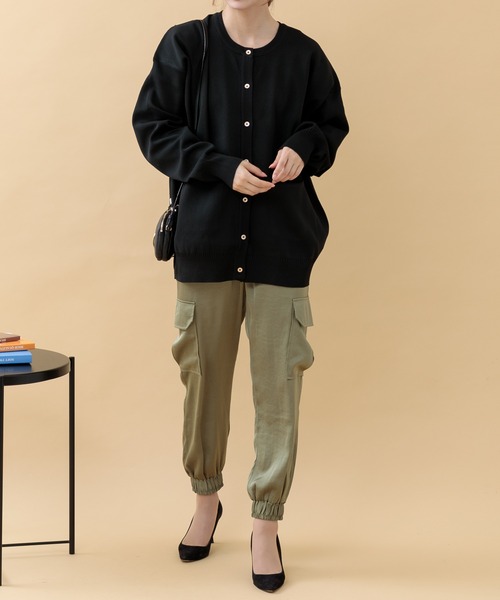 Paradise Picnic（パラダイスピクニック）の「CYAN バックラインオーバーニットカーディガン（カーディガン/ボレロ・レディース・イエロー/ベージュ/ブラック・FREE）」の16枚目の写真