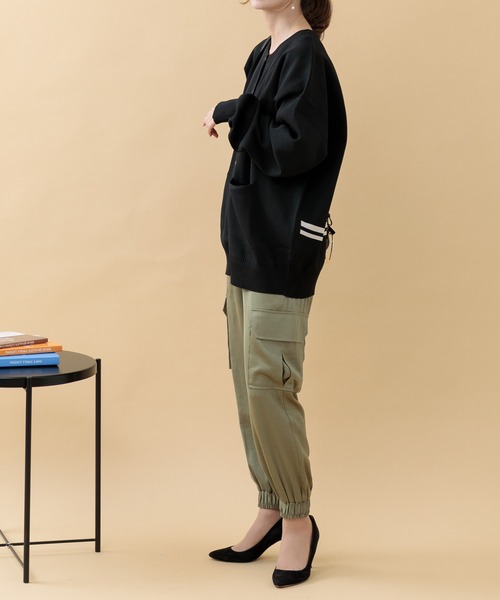 Paradise Picnic（パラダイスピクニック）の「CYAN バックラインオーバーニットカーディガン（カーディガン/ボレロ・レディース・イエロー/ベージュ/ブラック・FREE）」の18枚目の写真