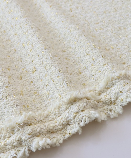 BLUEEAST(ブルーイースト)の「パールボタンツイードジャケット(ノーカラージャケット・レディース・グレー/オフホワイト/ブラック/ネイビー・MEDIUM/LARGE)」の6枚目の写真