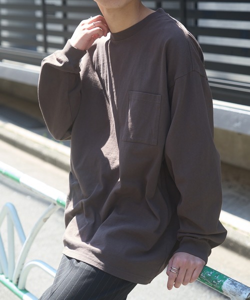 Goodwear（グッドウェア）の「【Goodwear】7.6オンス ポケット付き ヘビーウェイトロングスリーブTシャツ BIG TEE オーバーサイズ ビッグシルエット ポケT 厚手  2W7-5500（Tシャツ/カットソー・レディース・ブラック/ホワイト/グレー/ダークグリーン/カーキ/チャコールグレー・L/M/XL）」の6枚目の写真