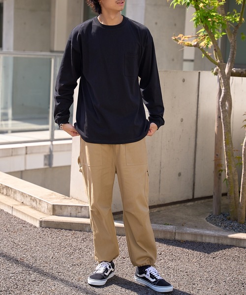 Goodwear（グッドウェア）の「【Goodwear】7.6オンス ポケット付き ヘビーウェイトロングスリーブTシャツ BIG TEE オーバーサイズ ビッグシルエット ポケT 厚手  2W7-5500（Tシャツ/カットソー・レディース・ブラック/ホワイト/グレー/ダークグリーン/カーキ/チャコールグレー・L/M/XL）」の8枚目の写真