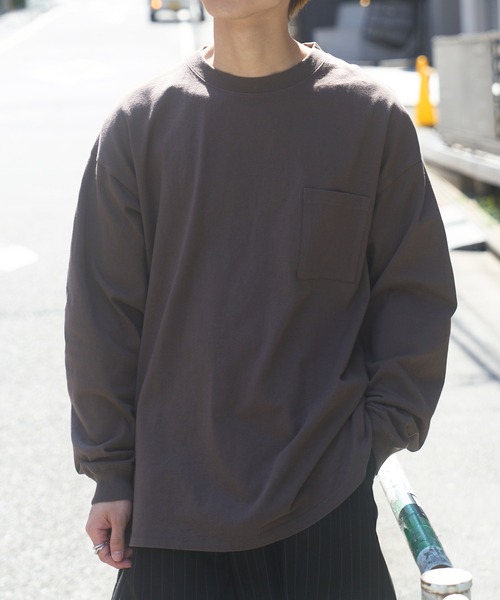 Goodwear（グッドウェア）の「【Goodwear】7.6オンス ポケット付き ヘビーウェイトロングスリーブTシャツ BIG TEE オーバーサイズ ビッグシルエット ポケT 厚手  2W7-5500（Tシャツ/カットソー・レディース・ブラック/ホワイト/グレー/ダークグリーン/カーキ/チャコールグレー・L/M/XL）」の19枚目の写真