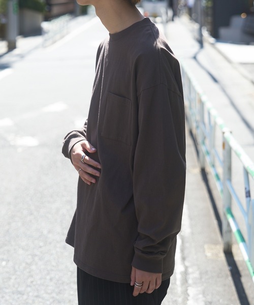 Goodwear（グッドウェア）の「【Goodwear】7.6オンス ポケット付き ヘビーウェイトロングスリーブTシャツ BIG TEE オーバーサイズ ビッグシルエット ポケT 厚手  2W7-5500（Tシャツ/カットソー・レディース・ブラック/ホワイト/グレー/ダークグリーン/カーキ/チャコールグレー・L/M/XL）」の17枚目の写真
