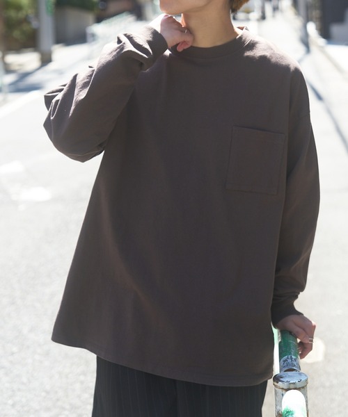 Goodwear（グッドウェア）の「【Goodwear】7.6オンス ポケット付き ヘビーウェイトロングスリーブTシャツ BIG TEE オーバーサイズ ビッグシルエット ポケT 厚手  2W7-5500（Tシャツ/カットソー・レディース・ブラック/ホワイト/グレー/ダークグリーン/カーキ/チャコールグレー・L/M/XL）」の20枚目の写真