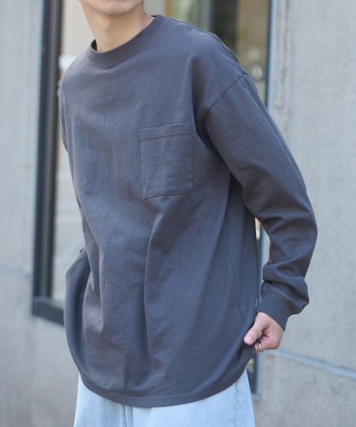 Goodwear（グッドウェア）の「【Goodwear】7.6オンス ポケット付き ヘビーウェイトロングスリーブTシャツ BIG TEE オーバーサイズ ビッグシルエット ポケT 厚手  2W7-5500（Tシャツ/カットソー・レディース・ブラック/ホワイト/グレー/ダークグリーン/カーキ/チャコールグレー・L/M/XL）」の21枚目の写真