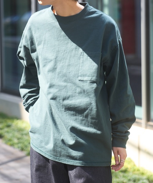Goodwear（グッドウェア）の「【Goodwear】7.6オンス ポケット付き ヘビーウェイトロングスリーブTシャツ BIG TEE オーバーサイズ ビッグシルエット ポケT 厚手  2W7-5500（Tシャツ/カットソー・レディース・ブラック/ホワイト/グレー/ダークグリーン/カーキ/チャコールグレー・L/M/XL）」の18枚目の写真