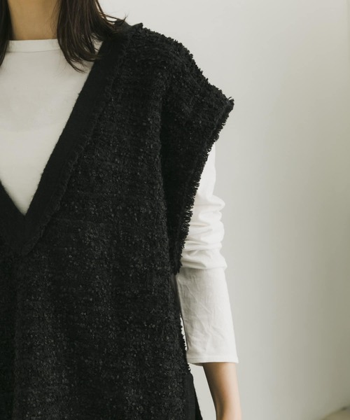 ツイードニットベスト