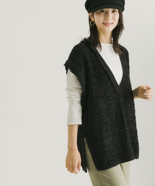 ツイードニットベスト