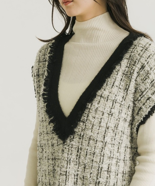 URBAN RESEARCH（アーバンリサーチ）の「ツイードニットベスト（ニット/セーター・レディース・ネイビー/オフホワイト・FREE）」の17枚目の写真