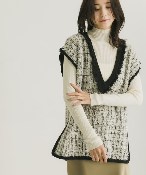 URBAN RESEARCH（アーバンリサーチ）の「ツイードニットベスト（ニット/セーター・レディース・ネイビー/オフホワイト・FREE）」の21枚目の写真