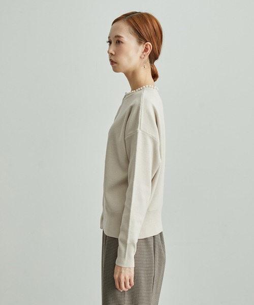 ROPE' PICNIC（ロペピクニック）の「2WAY/スフレタッチ衿パールニットカーディガン（カーディガン/ボレロ・レディース・ベージュ/ネイビー/ラベンダー・38）」の4枚目の写真