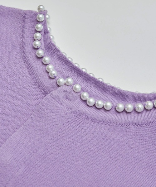 ROPE' PICNIC（ロペピクニック）の「2WAY/スフレタッチ衿パールニットカーディガン（カーディガン/ボレロ・レディース・ベージュ/ネイビー/ラベンダー・38）」の13枚目の写真