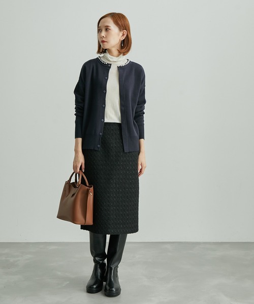 ROPE' PICNIC（ロペピクニック）の「2WAY/スフレタッチ衿パールニットカーディガン（カーディガン/ボレロ・レディース・ベージュ/ネイビー/ラベンダー・38）」の22枚目の写真