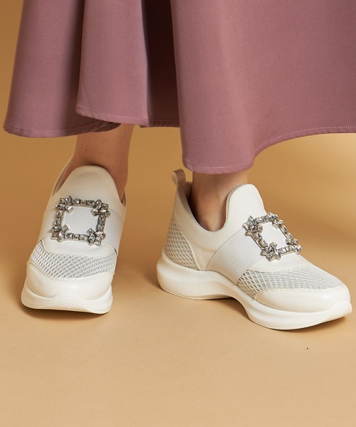 tocco closet(トッコ クローゼット)の「クリアビジュー付きスニーカー(スニーカー・レディース・ブラック/ホワイト・M/S/L/LL)」の6枚目の写真