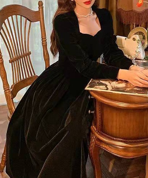 ROSEQUARTZ 黒ベルベットワンピース ドレス Mサイズ ROSEQUARTZ 黒