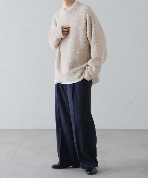 epnok（エプノック）の「ワイドストレートジャガードパンツ（スラックス・メンズ・ブラック/ネイビー/モカ・SMALL/MEDIUM/LARGE）」の17枚目の写真