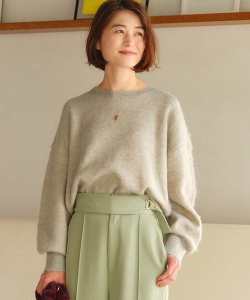 Andemiu(アンデミュウ)の「【Stylistわかめさんコラボ】モヘア混クルーニット169094(ニット/セーター・レディース・ベージュ/パープル/ブルー/ボルドー・FREE)」の8枚目の写真