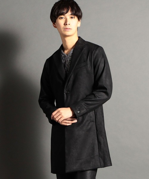 HIDEAWAYS NICOLE（ハイダウェイニコル）の「ストレッチスウェードチェスターコート（チェスターコート・メンズ・ネイビー/シルバーグレー/キャメル/ブラック・MEDIUM/LARGE/X-LARGE）」の2枚目の写真