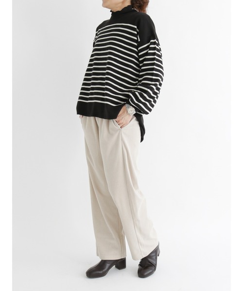 Samansa Mos2 blue(サマンサモスモスブルー)の「ボーダーニットプルオーバー(ニット/セーター・レディース・ブラック/ベージュ/ブラウン/オフホワイト/グリーン・フリ-)」の17枚目の写真