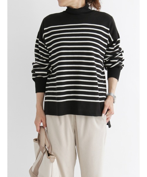 Samansa Mos2 blue(サマンサモスモスブルー)の「ボーダーニットプルオーバー(ニット/セーター・レディース・ブラック/ベージュ/ブラウン/オフホワイト/グリーン・フリ-)」の21枚目の写真