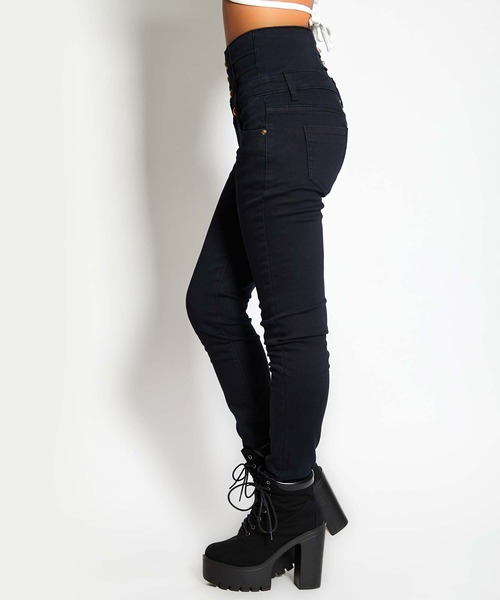 babyShoop(ベイビーシュープ)の「ハイウエストロングパンツ(デニムパンツ・レディース・ブラック/ブルー・SMALL/MEDIUM/LARGE/X-LARGE)」の14枚目の写真