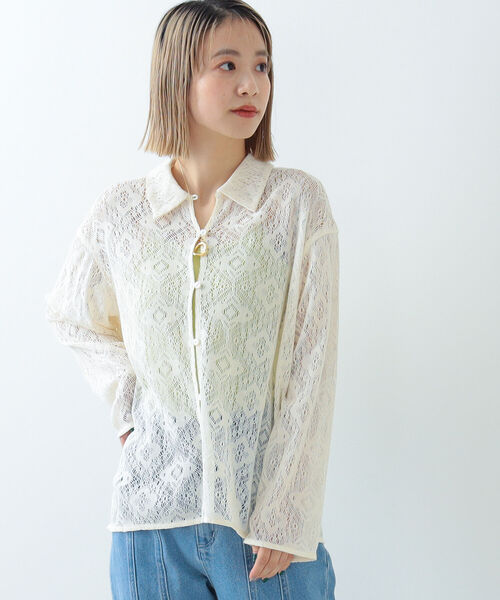 Ray BEAMS(レイビームス)の「Ray BEAMS / フラワー レース シャツ(シャツ/ブラウス・レディース・ブラック/ホワイト系その他6・ONE SIZE)」の13枚目の写真