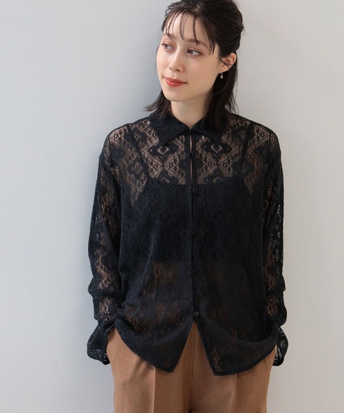 Ray BEAMS(レイビームス)の「Ray BEAMS / フラワー レース シャツ(シャツ/ブラウス・レディース・ブラック/ホワイト系その他6・ONE SIZE)」の7枚目の写真