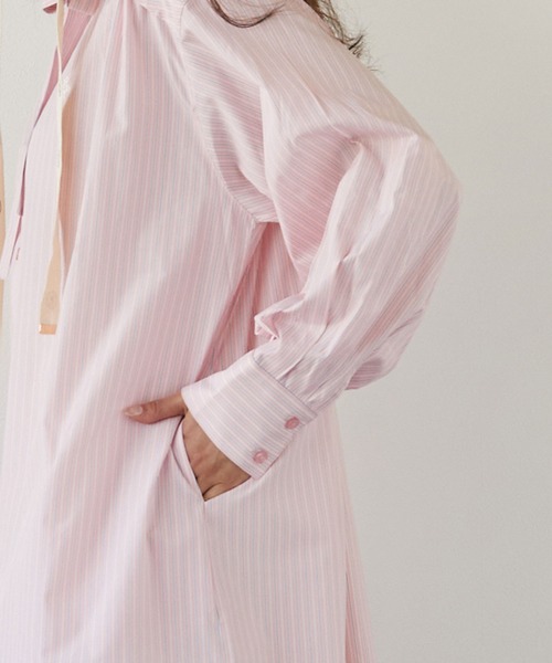 ミホマツダ/シャツワンピース/ストライプ マイストラーダ Mystrada ベルト付きシャツワンピース