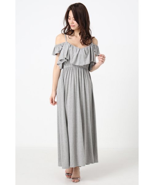 LIMITLESS LUXURY（リミットレスラグジュアリー）の「フリルマキシワンピース。（ワンピース・レディース・ベージュ/グリーン/ネイビー/ピンク/グレー/ブラック/ブラウン・FREE）」の20枚目の写真