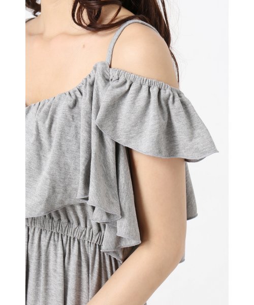 LIMITLESS LUXURY（リミットレスラグジュアリー）の「フリルマキシワンピース。（ワンピース・レディース・ベージュ/グリーン/ネイビー/ピンク/グレー/ブラック/ブラウン・FREE）」の14枚目の写真