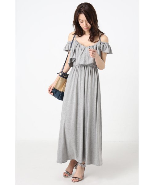 LIMITLESS LUXURY（リミットレスラグジュアリー）の「フリルマキシワンピース。（ワンピース・レディース・ベージュ/グリーン/ネイビー/ピンク/グレー/ブラック/ブラウン・FREE）」の9枚目の写真