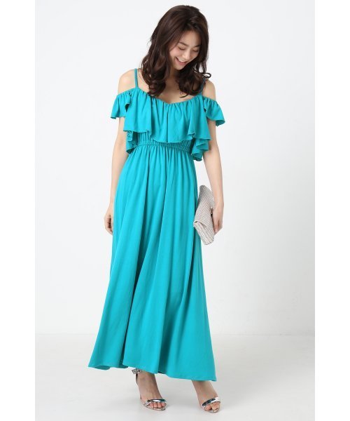 LIMITLESS LUXURY（リミットレスラグジュアリー）の「フリルマキシワンピース。（ワンピース・レディース・ベージュ/グリーン/ネイビー/ピンク/グレー/ブラック/ブラウン・FREE）」の11枚目の写真