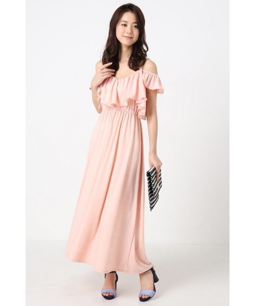 LIMITLESS LUXURY（リミットレスラグジュアリー）の「フリルマキシワンピース。（ワンピース・レディース・ベージュ/グリーン/ネイビー/ピンク/グレー/ブラック/ブラウン・FREE）」の13枚目の写真