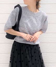 Q | ジャガード半袖ニット(ニット/セーター)