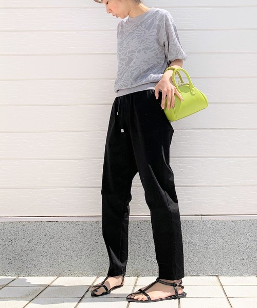 Q（キュー）の「ジャガード半袖ニット（ニット/セーター・レディース・ネイビー/ライトグレー・MEDIUM）」の12枚目の写真