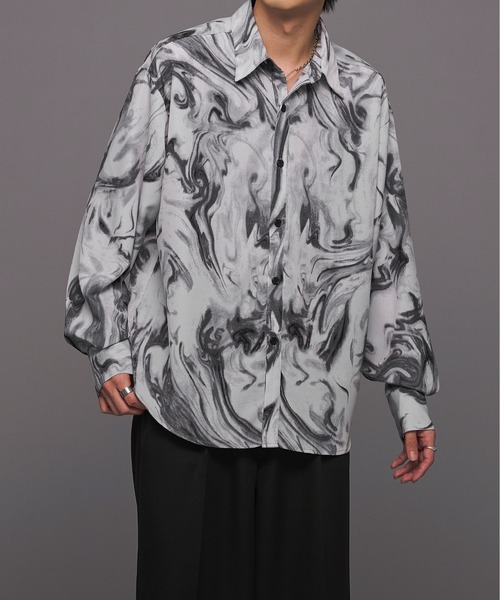 Ellno Loset（エルノロゼット）の「アソートとろみレギュラーシャツ（シャツ/ブラウス・メンズ・オフホワイト/ブラック系/グレー系・SMALL/MEDIUM/LARGE）」の3枚目の写真