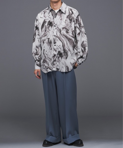 Ellno Loset（エルノロゼット）の「アソートとろみレギュラーシャツ（シャツ/ブラウス・メンズ・オフホワイト/ブラック系/グレー系・SMALL/MEDIUM/LARGE）」の9枚目の写真