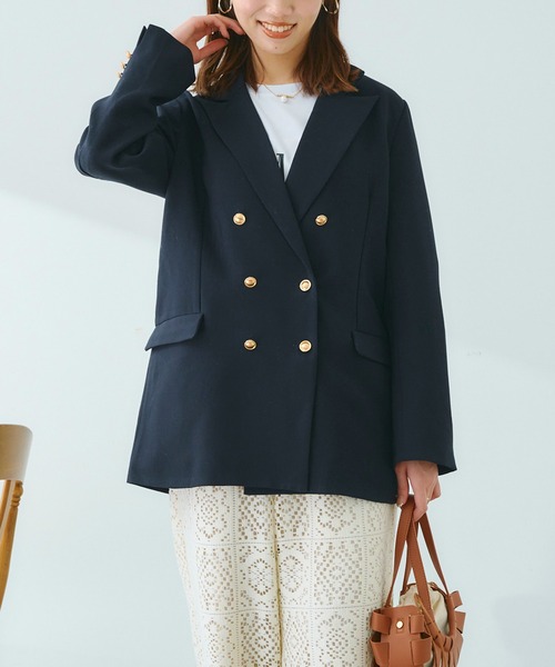 Chez toi（シェトワ）の「ゴールドボタンテーラードジャケット（テーラードジャケット・レディース・ベージュ/ネイビー/イエロー・FREE）」の8枚目の写真